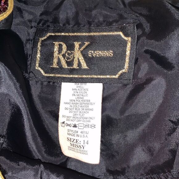 R&K Evenings Velvet Red Sparkly Floral Blazer - Picture 5 of 6